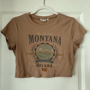 Brown Montana Graphic Crop Tee